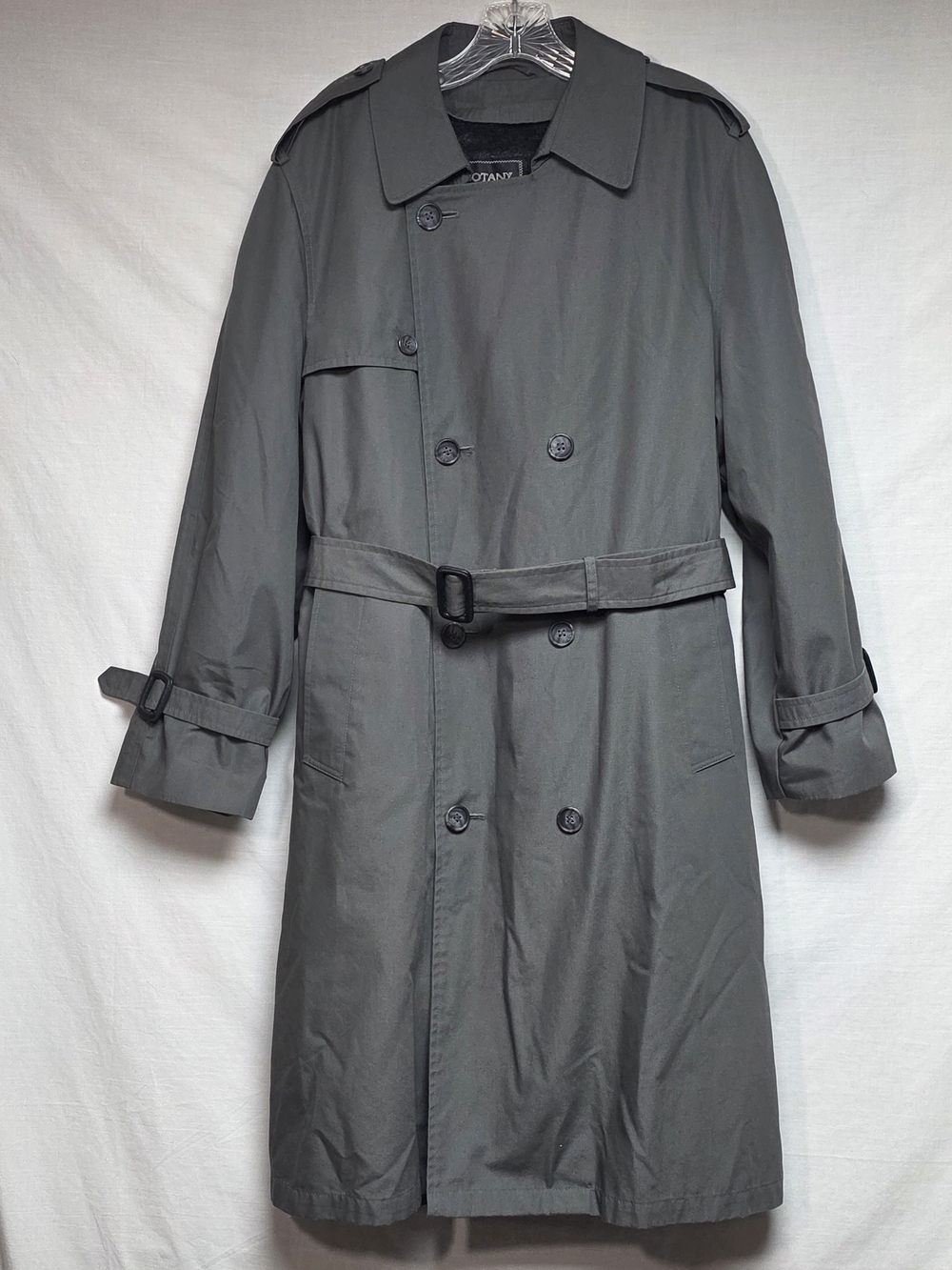 Botany 500 Classic Men's Double-Breasted Trench Coat - Gray